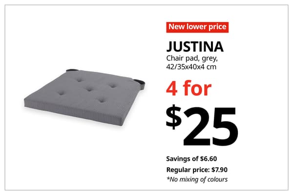 A red with white text 'New lower price' tag. Black text on image on the right that reads 
