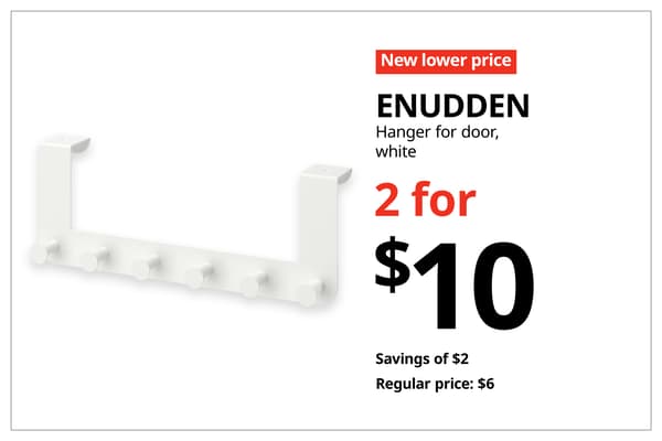 A red with white text 'New lower price' tag. Black text on image on the right that reads 