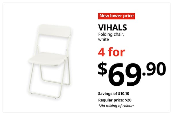 A red with white text 'New lower price' tag. Black text on image on the right that reads 