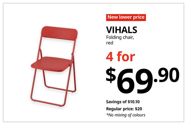 A red with white text 'New lower price' tag. Black text on image on the right that reads 