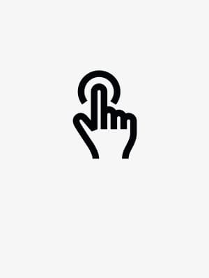 A right hand with the index finger in tapping motion symbol in black - Anchor link for 'Choose your curtains'