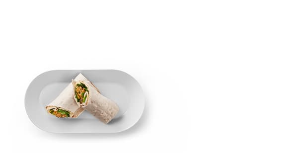 A sample portion of a vegetarian wrap.