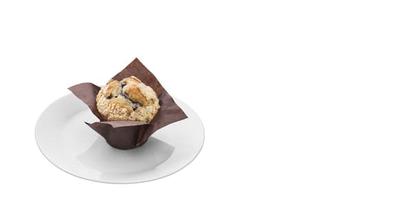 A sample portion of blueberry muffin.