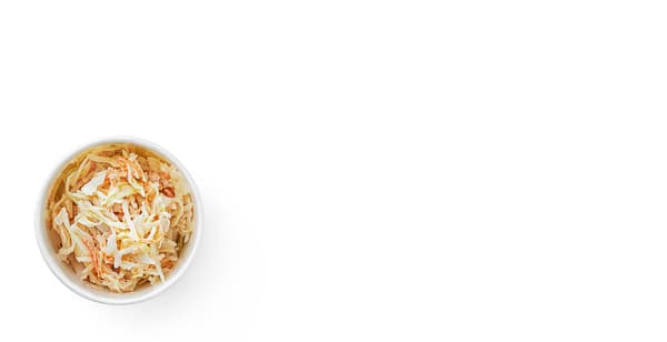 A sample portion of coleslaw salad.