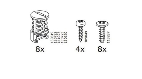 A screenshot of assembly instruction list of parts