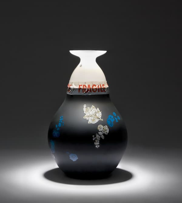 A sculpture made from ceramic IKEA products.