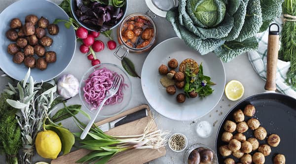 A selection of IKEA food on top of a table