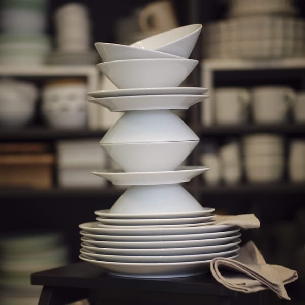 A set of 18-piece white dinnerware