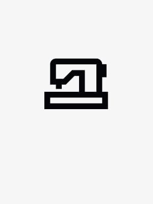 A sewing machine symbol in black - Anchor link for 'Sewing & installation service'