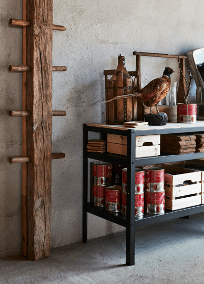 A shelving unit for spare supplies