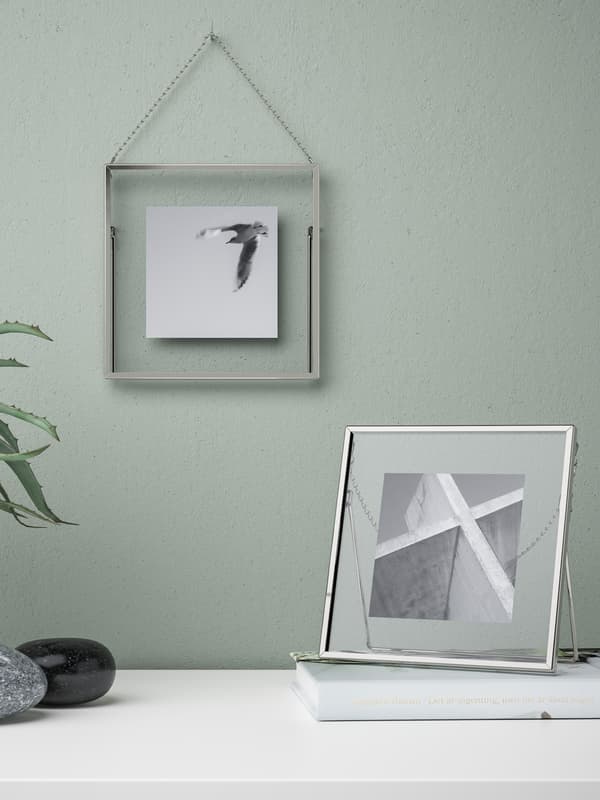 A silver picture frame