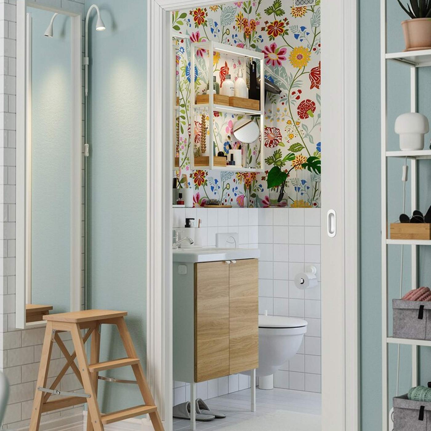 A small bathroom that is big on style