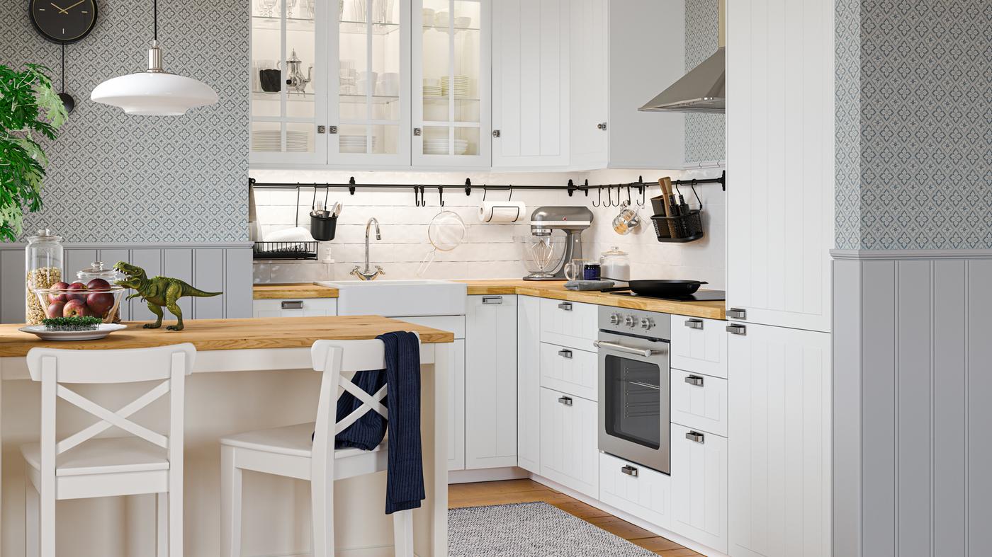 Warm and crafted STENSUND white kitchen IKEA
