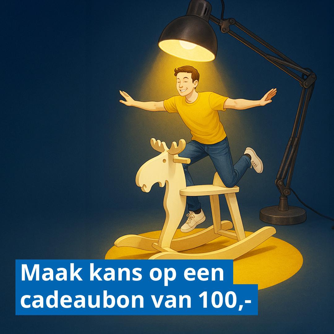 A visual of a man on a moose 