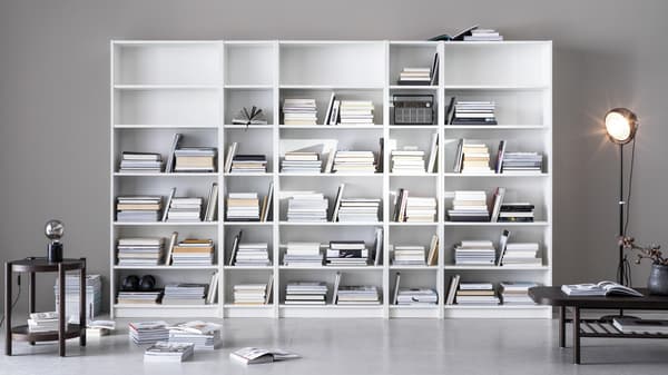A white bookcase from the BILLY series