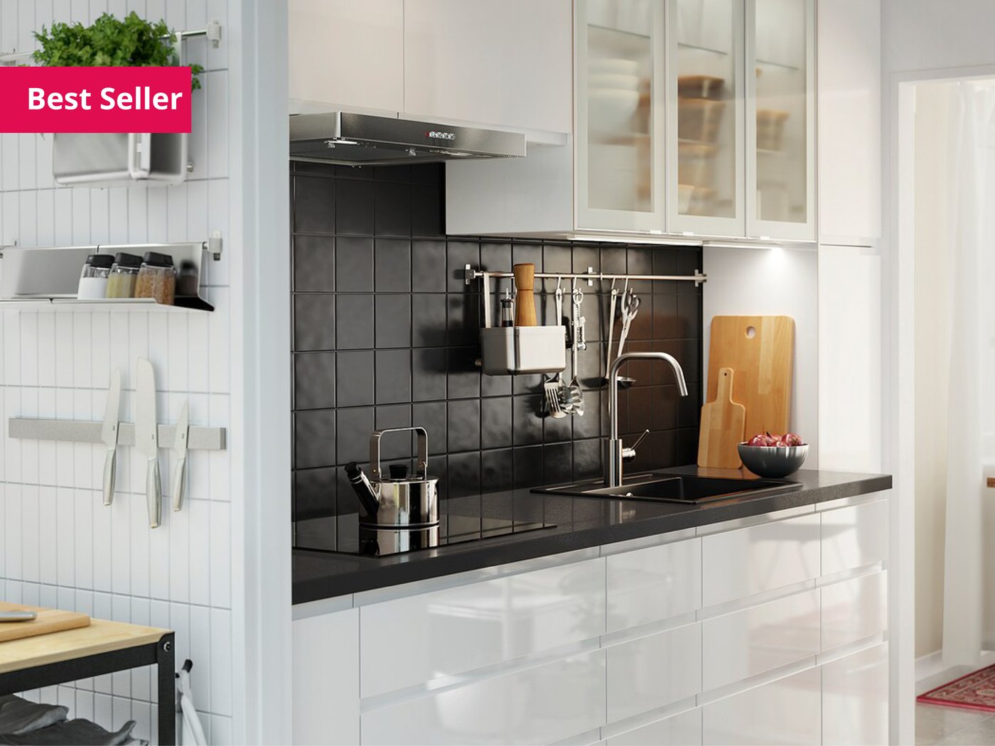 HighGloss White Kitchen With Integrated Handles IKEA