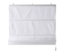 A white set of roman blinds against a white background.