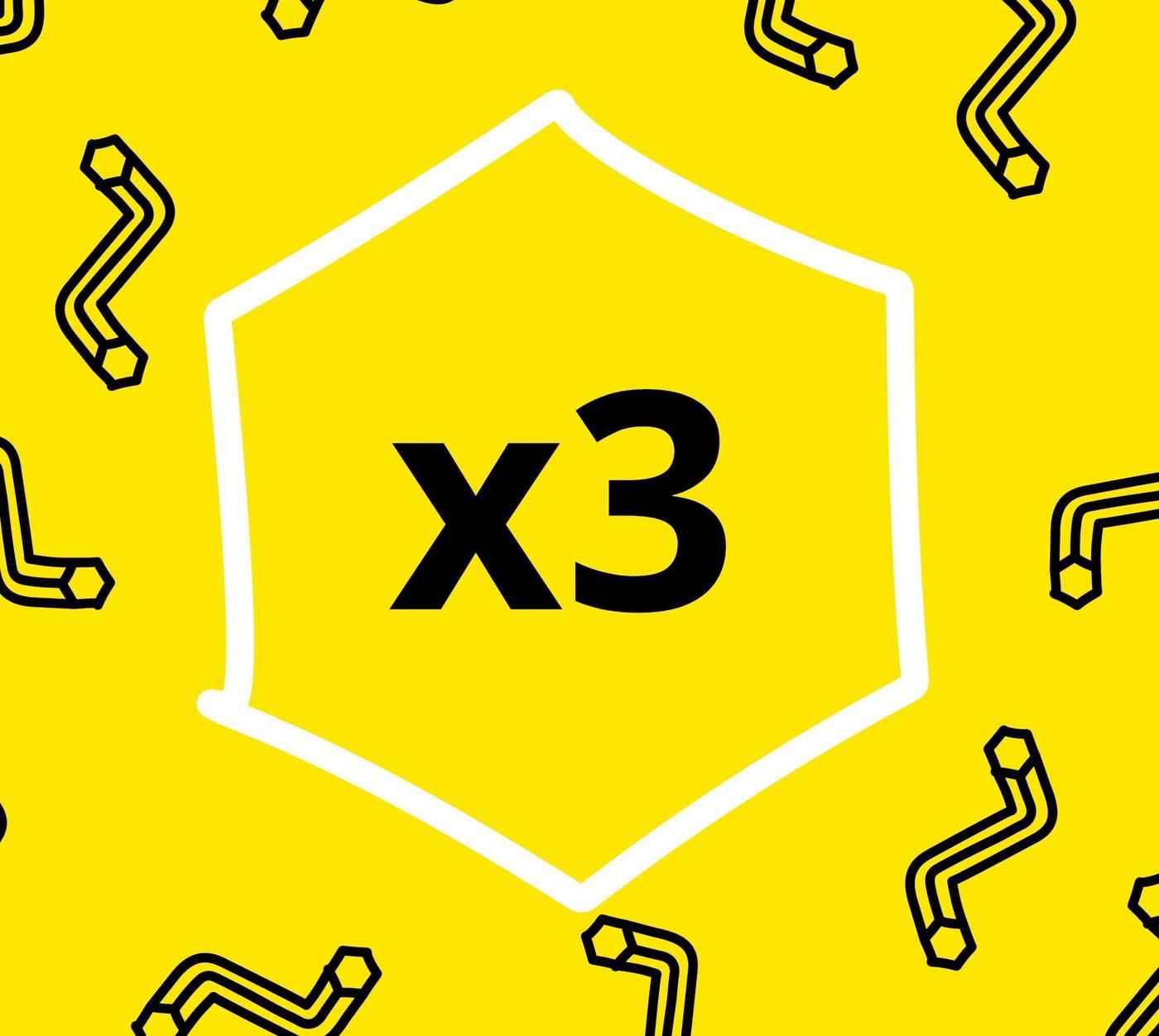 A yellow square, with x3 in the middle.