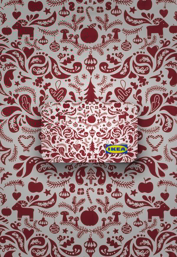 Imagem de um cartão presente com um padrão natalício