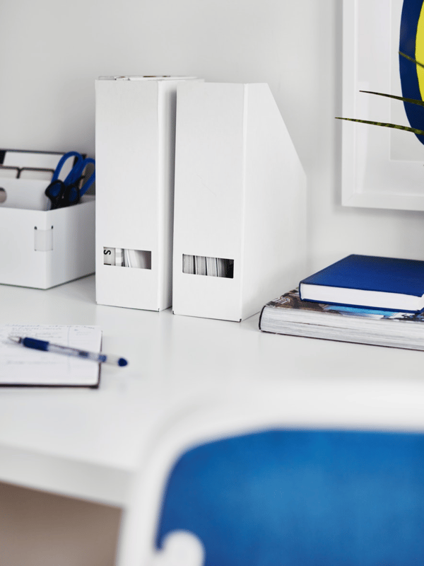Accessoires de bureau: réhausseur avec tiroir, blanc