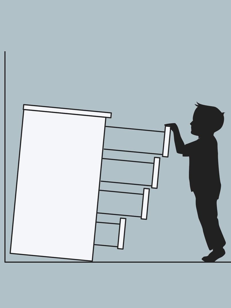 Achte darauf, dass deine Möbel sicher stehen