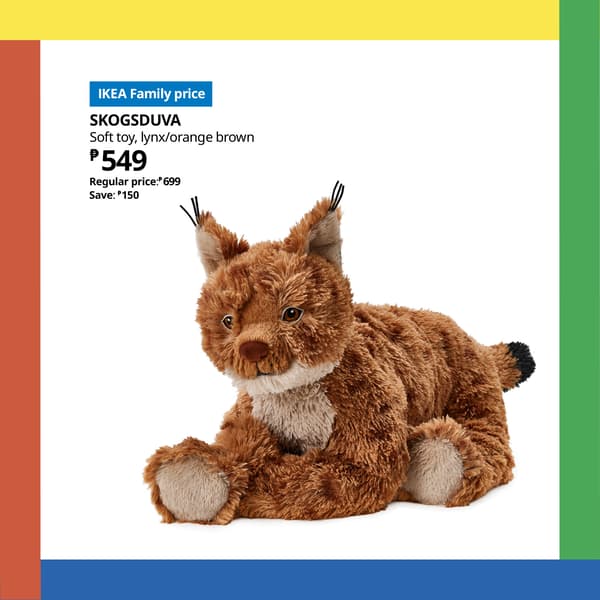 Adorable monthly soft toy showcasing a fluffy lynx with big ears and a cheerful expression, perfect for cuddling.