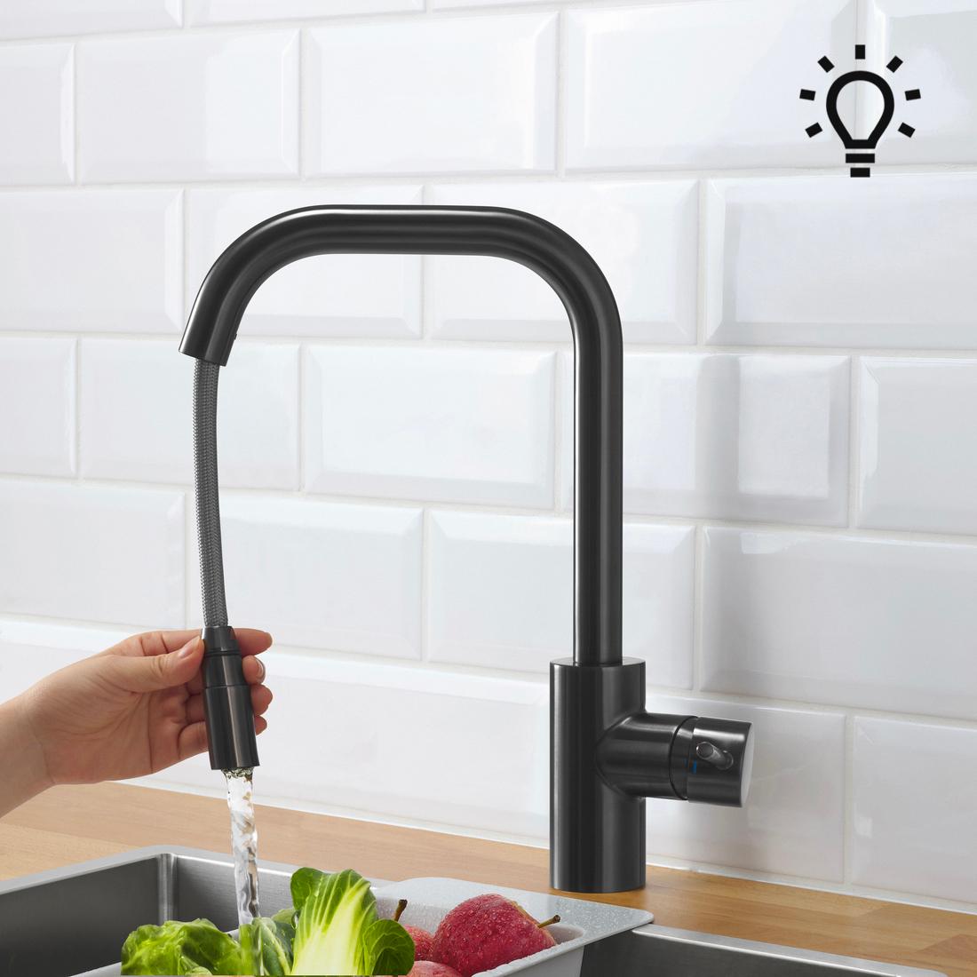 ÄLMAREN, Kuchyňská mísicí baterie+výs.hubice, černá