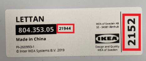 Afbeelding van datumstempel en leveranciersnummer van LETTAN-spiegels