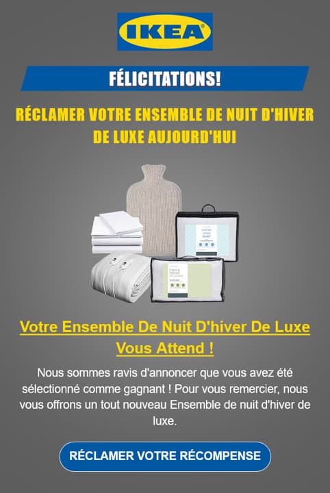 Affiche montrant une communication d'offre frauduleuse IKEA
