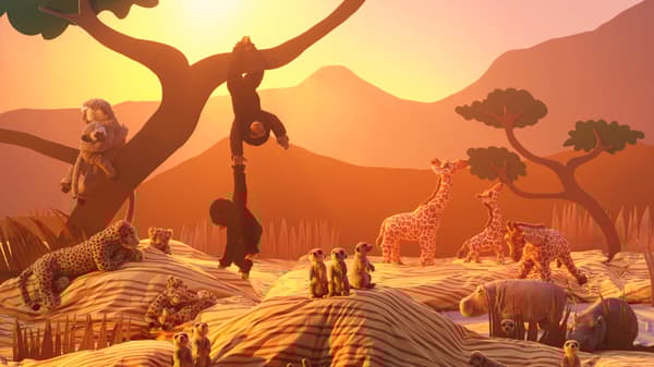 Africká savana s plyšovými zvířátky ze série SANDLÖPARE. 