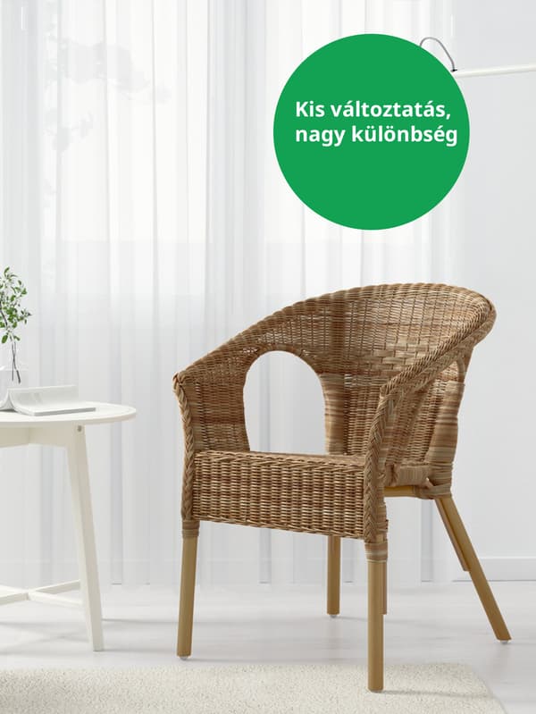 AGEN karosszék kézzel kötött rattanból - élő anyagból.