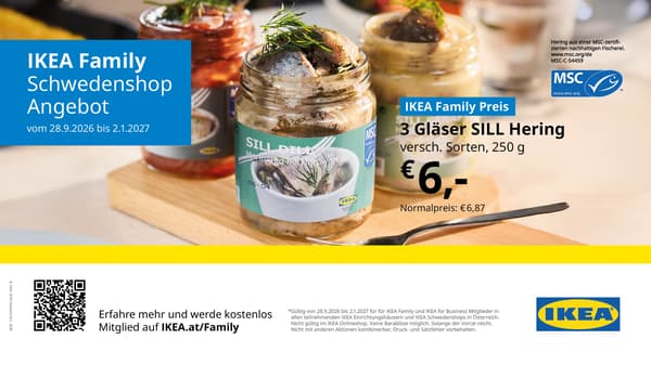 Aktion:Bild mit 3 Gläser Hering auf einem Holzbrett zum Preis von 6€
