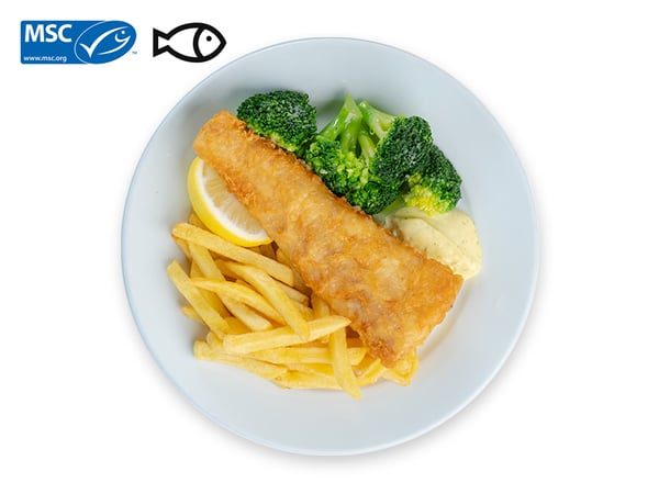 Alaska Pollock Fish and Chip
with broccoli