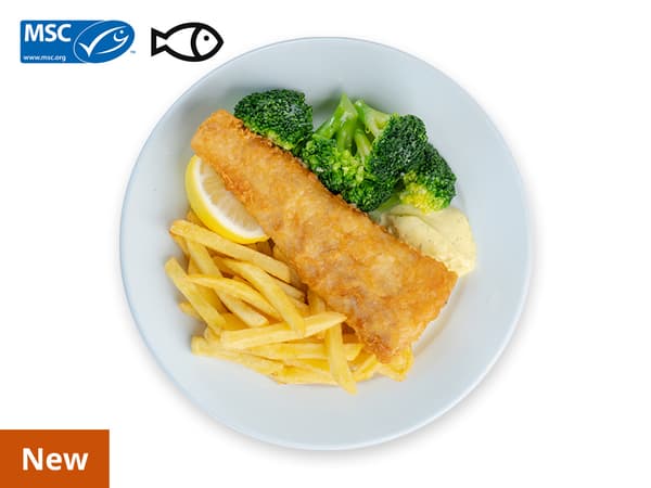 Alaska Pollock Fish and Chip with Broccoli