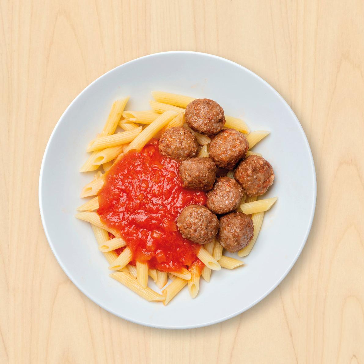 Albondigas de proteina vegetal con pasta