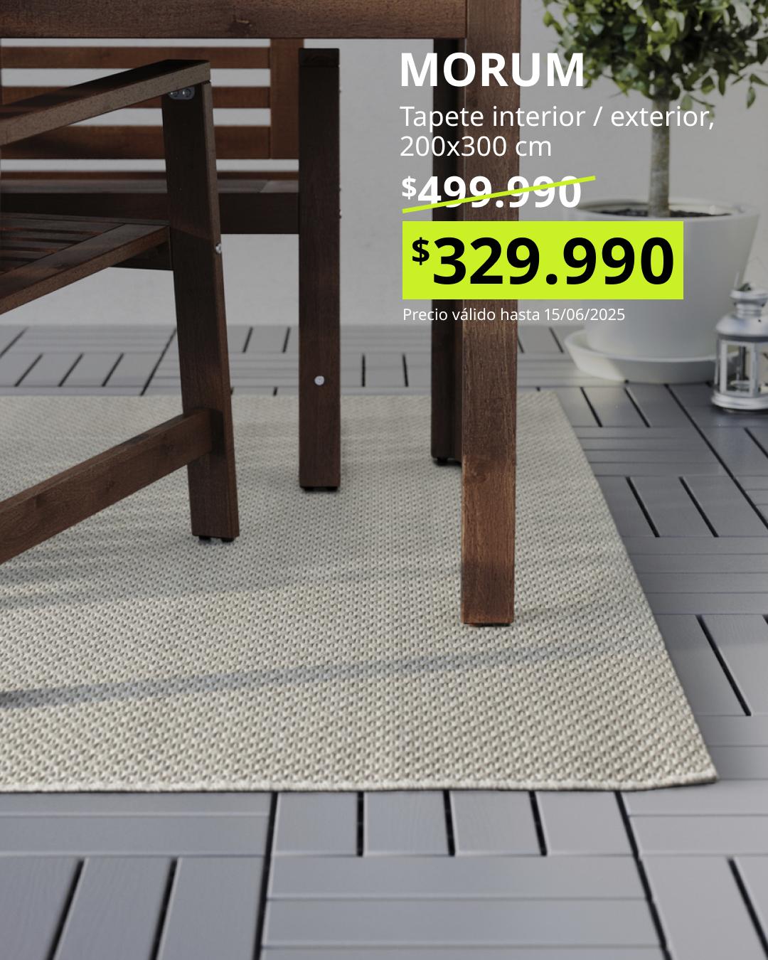 Alfombra MORUM plana para interior y exterior en color beige, 200x300 cm, resistente y fácil de limpiar