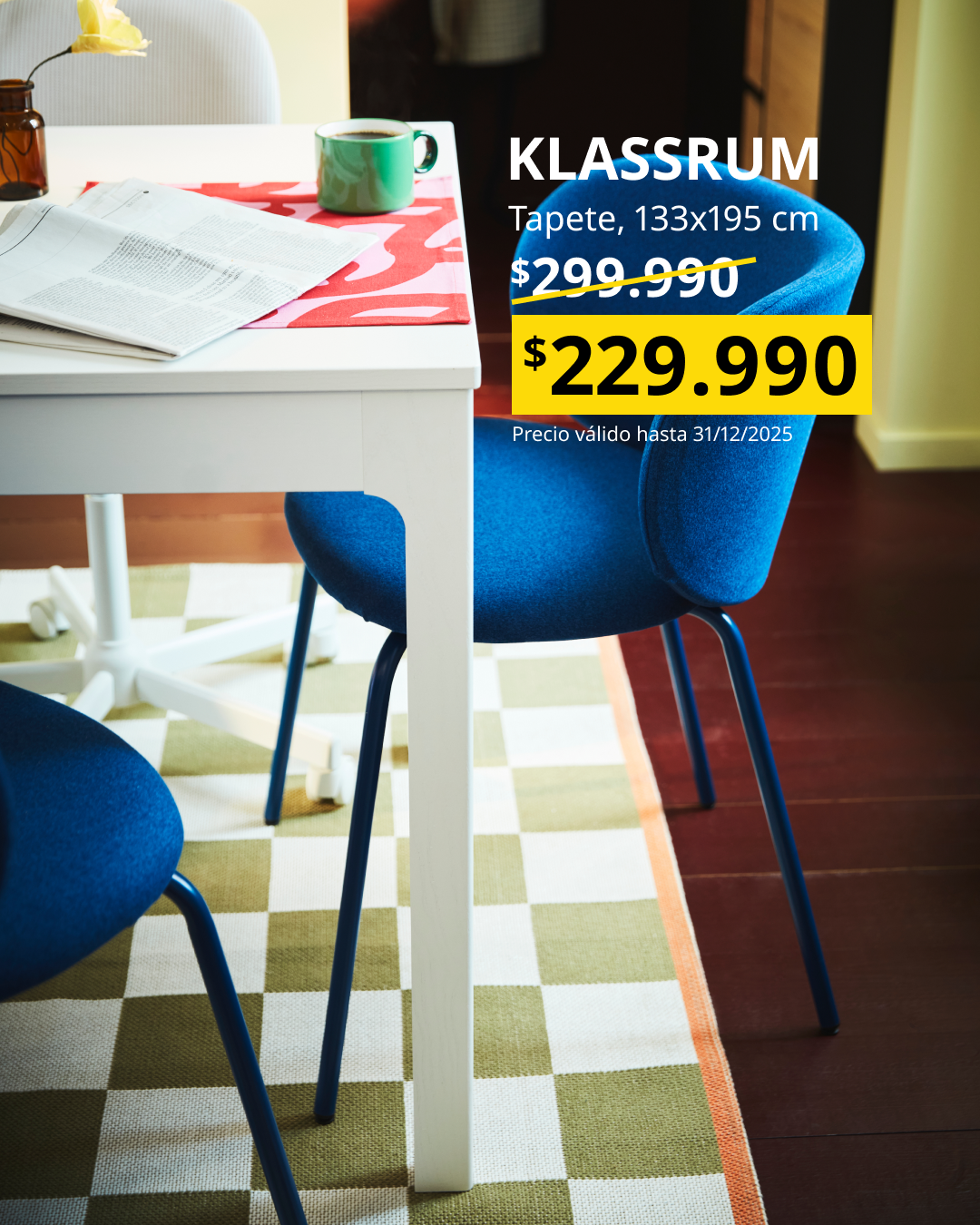 Alfombra verde con blanca KLASSRUM a precio especial