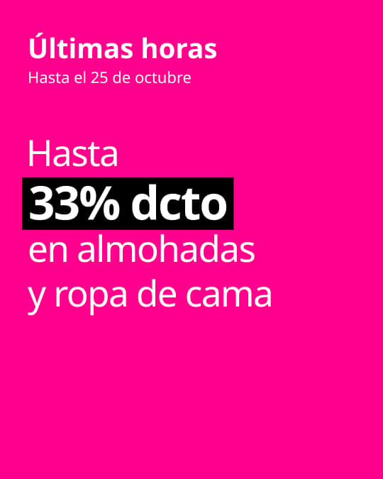 Almohadas y ropa de cama con hasta 33% dcto en Hot Sale.