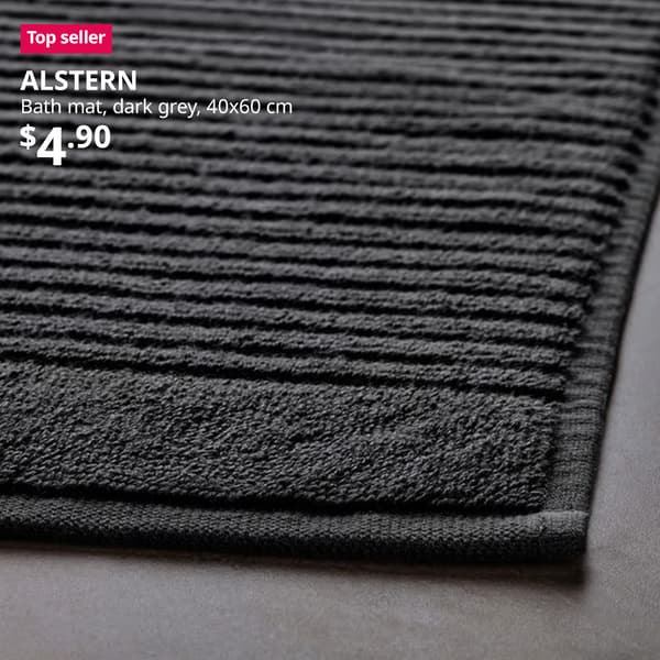 ALSTERN bath mat, dark grey, 40x60 cm. $4.90