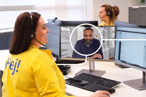An IKEA coworker is helping a customer online