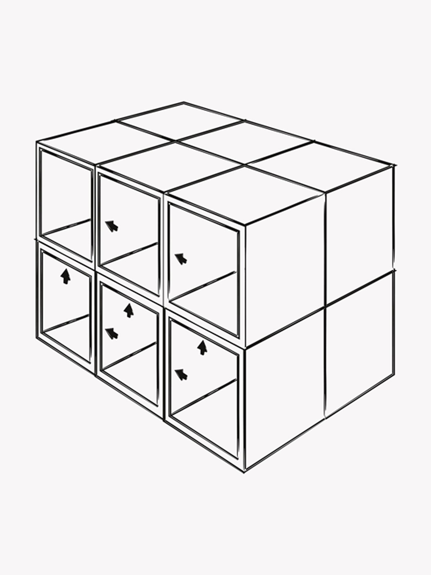 An illustration of 12 IKEA METOD cabinets in 2 rows of 3 on each side. Arrows indicate how to attach them together.