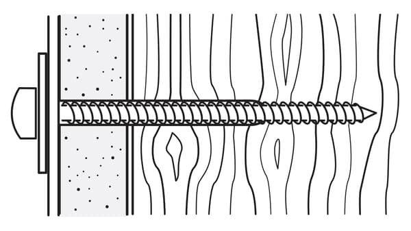 An illustration of a screw drilled into a wall with a wood stud.