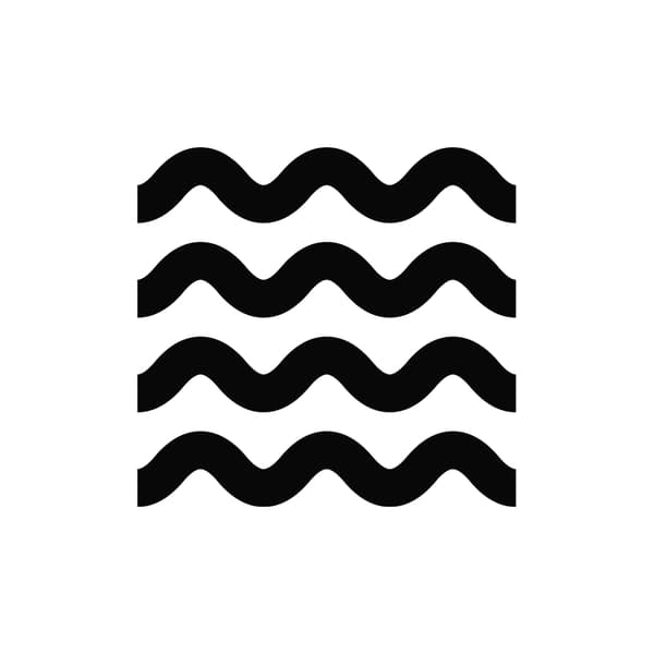 An illustration of three bold, black squiggly lines, one on top of the other, that represent a soft mattress.