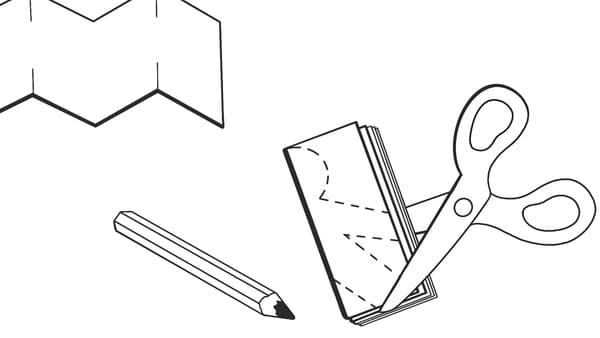 An illustration with instructions for how to create your own garlands, step-by-step, using paper and scissors.