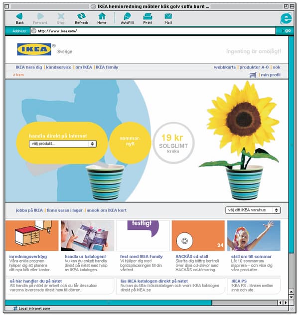 An image of an old IKEA website