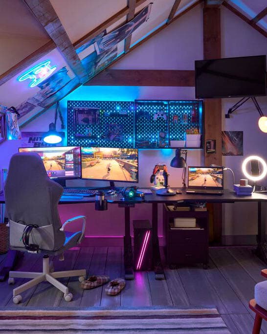 An interior of a gaming room. 