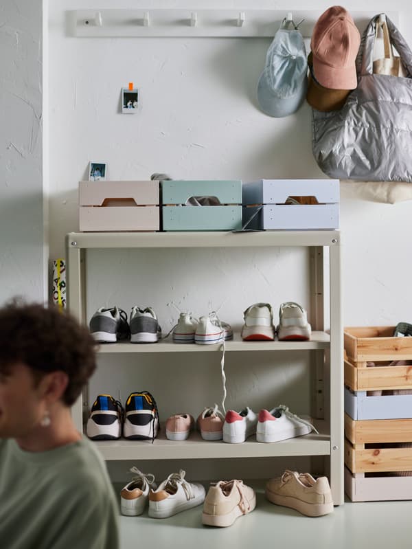 An open shoe rack