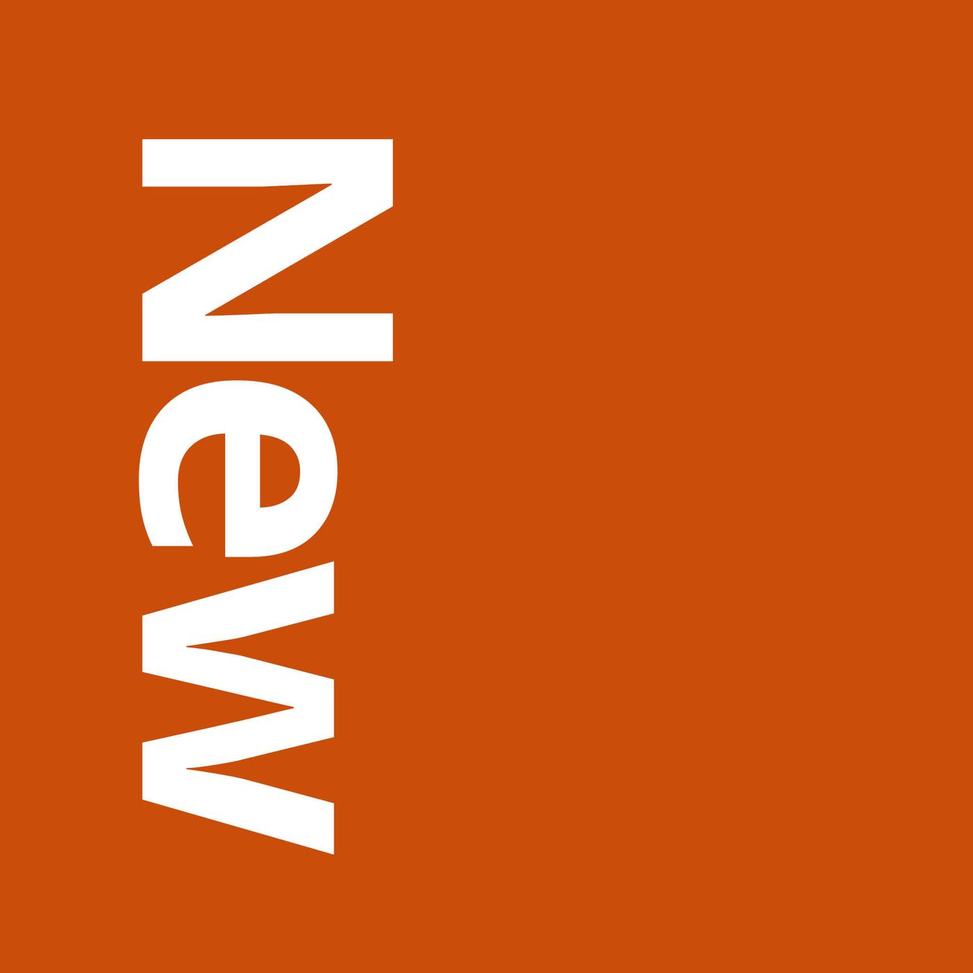 An orange color block with the text 'New' on it.
