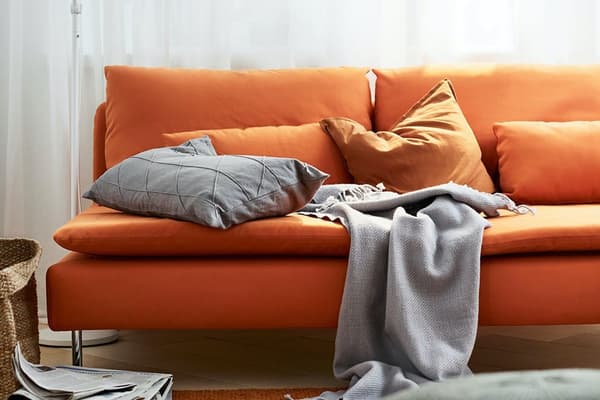 an orange sofa