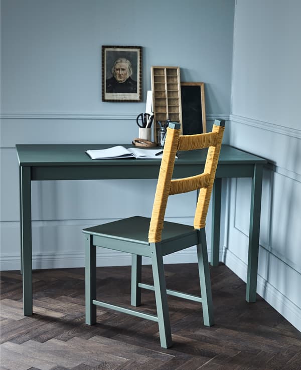 An upgraded chair sits at a desk.